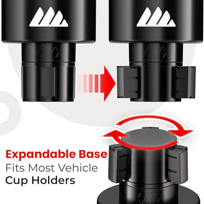 Ultimate Car Cup Holder Expander with Adjustable Base & Organizer