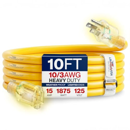 10ft Outdoor Indoor Extension Cord 10