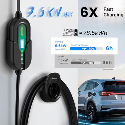 Level 2 EV Charger 40 Amp Portable J1772 Charger