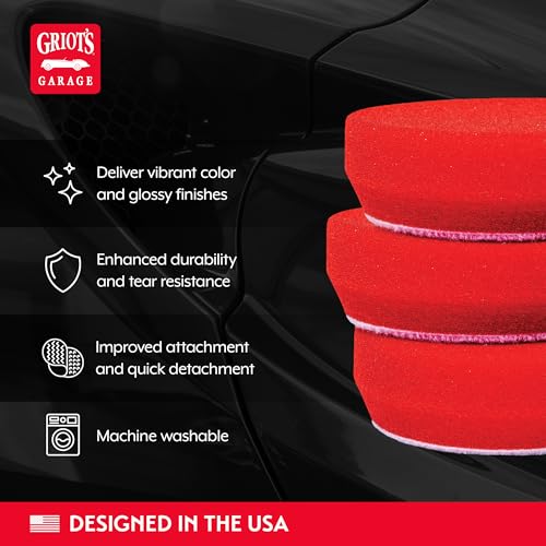 3” Red Foam Waxing Pads for Car Detailing (3 Count)