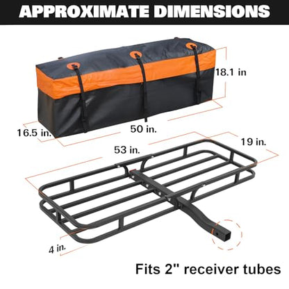 Hitch Mount Cargo Carrier Basket 53" X 19" + Waterproof Cargo Bag