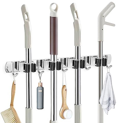 Broom Holder Wall Mount Stainless Steel Mop Organizer