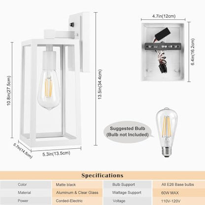 Dusk to Dawn Outdoor Lighting Fixtures Wall Mount (2 Count)