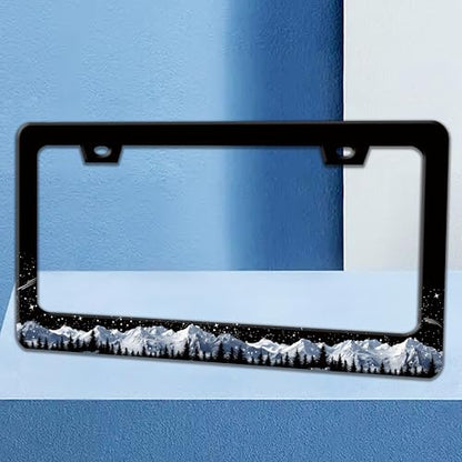 Snow Mountains License Plate Frame Mountain Forest License Plate Holder