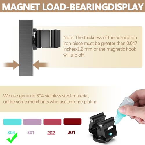 2 Pack Magnetic Broom Holder with 2 Pack Mini Magnetic Hooks (4 count)