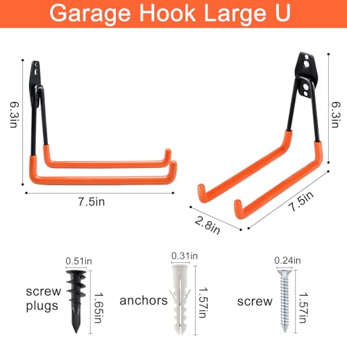 Heavy Duty Steel Garage Storage Hooks (4 Count)