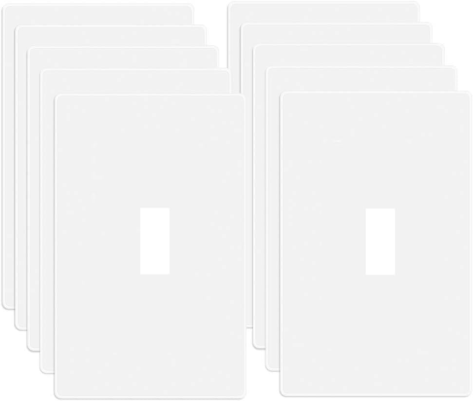 1 Gang Screwless Toggle Switch Wall Plate Cover Toggle Switch Outlet Electrical Faceplate for Light Switch (10 Count)