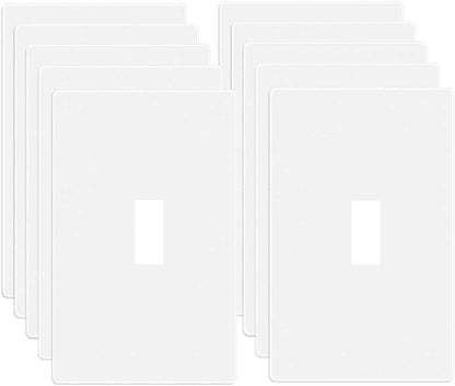 1 Gang Screwless Toggle Switch Wall Plate Cover Toggle Switch Outlet Electrical Faceplate for Light Switch (10 Count)