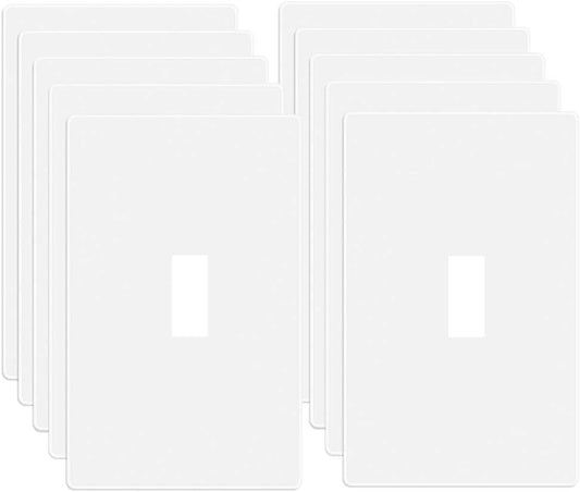 1 Gang Screwless Toggle Switch Wall Plate Cover Toggle Switch Outlet Electrical Faceplate for Light Switch (10 Count)