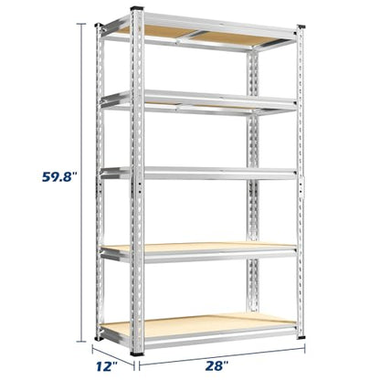 Storage Shelves 2020LBS Garage Shelving 5 Tier Heavy Duty Shelving Adjustable Pantry Shelves for Garage Closet Kitchen Basement 28" W x 12" D x 59.8" H (2 Count)