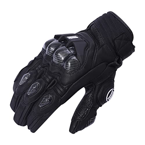 Mens Leather Motorbike Gloves KM046 Black M