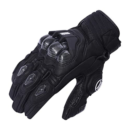 Mens Leather Motorbike Gloves KM046 Black M