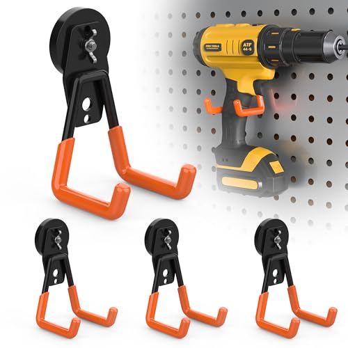 4 Pack Large Heavy Duty Magnetic Hook Extra Strong Magnetic Garage Hooks Big NdFeB Industrial Magnet Hooks Magnetic Utility Storage Holder Organization with Anti (4 Count)