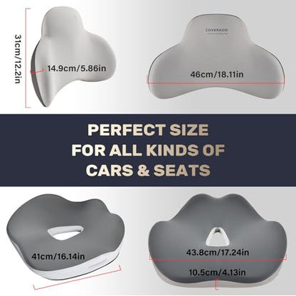 Car Seat Cushion and Lumbar Support Pillow