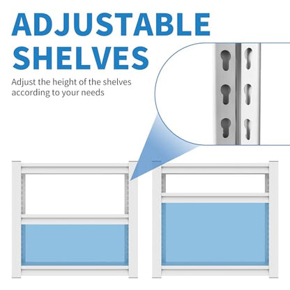 White 3 Tier Metal Shelving Heavy Duty Small Storage Racks