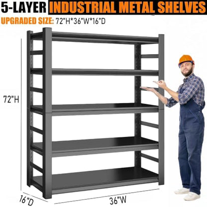 Storage Shelves Heavy Duty Adjustable 5tier Metal Garage Shelving Unit (5 Count)