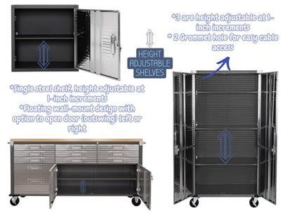 Heavy Duty 8 Piece Steel Garage Cabinet Storage Set with Rolling Workbench
