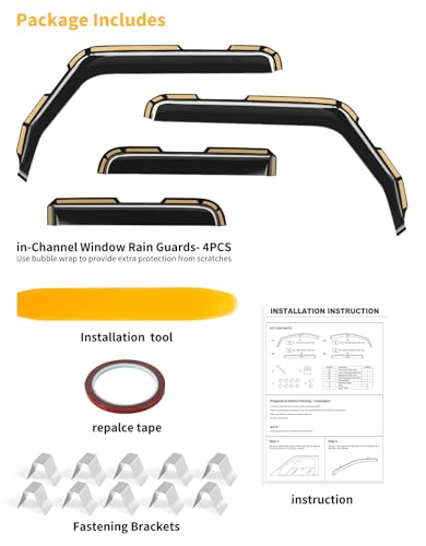 Window Rain Guards for Jeep Wrangler JL 2018 (4 Count)