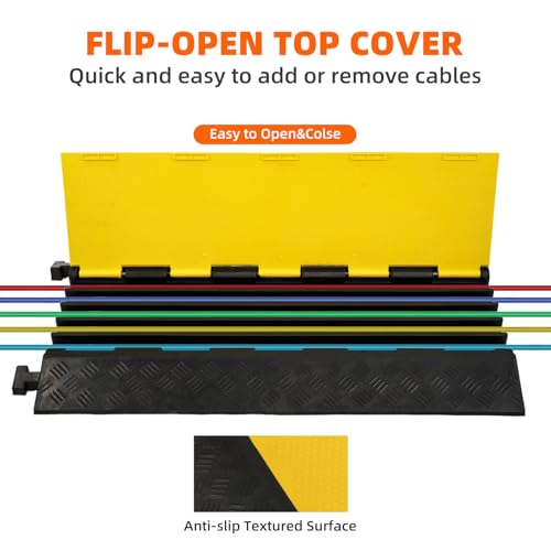 2 Pack 5 Channel Cable Protector Ramp Traffic Wire and Hose Ramp Cord Cover Heavy Duty Channels 18