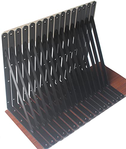 20 Pack L14 x H 10" Black Heavy Duty Shelf Brackets with Screws Metal Shelf Brackets Shelf Support Angle Brackets for Shelves L Brackets Heavy Duty Floating Shelf (20 Count)