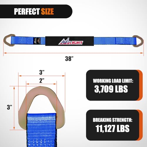2" x 38" Axle Tie Down Straps with D (4 Count)
