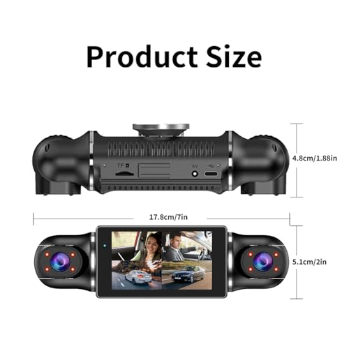 360° Dash Cam Front and Rear View 4 Channel Dash Camera FHD 2K+1080Px3 for Car