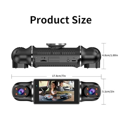360° Dash Cam Front and Rear View 4 Channel Dash Camera FHD 2K+1080Px3 for Car