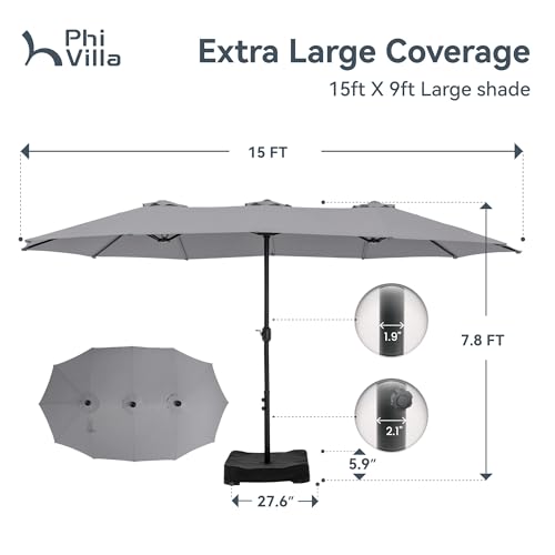 15ft Large Outdoor Patio Umbrella with Base Included