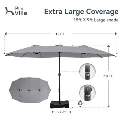 15ft Large Outdoor Patio Umbrella with Base Included