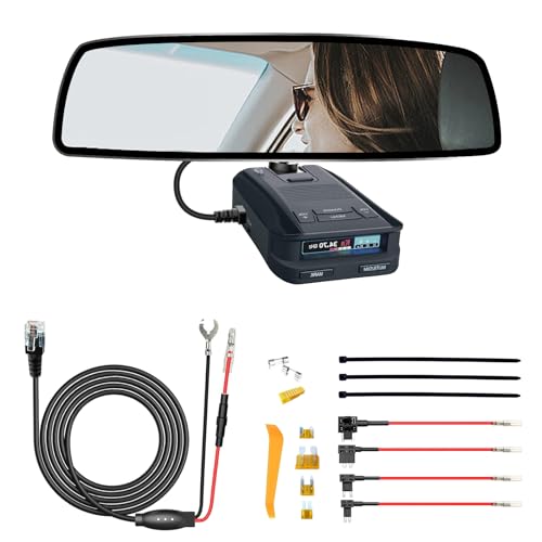 Radar Detector Rearview Mirror Rod Mount and Radar Power Cord Hardwired Kit