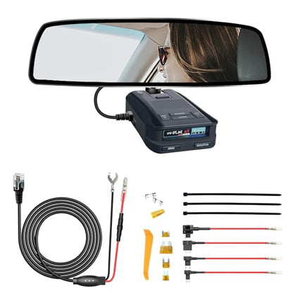 Radar Detector Rearview Mirror Rod Mount and Radar Power Cord Hardwired Kit