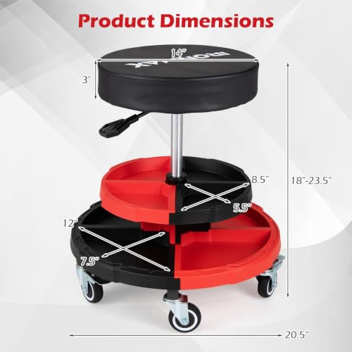 Rolling Mechanic Stool with Cushioned Seat