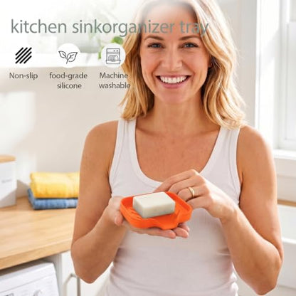 Silicone Soap Dish with Drain Spout