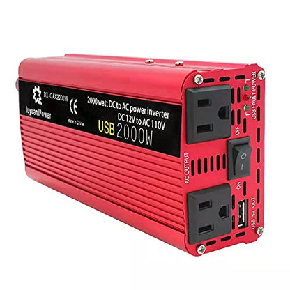 Car 2000W Inverter 12V to 110V AC 900W Continuous USB QC3.0 Off Grid RV