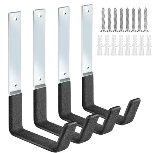 Ladder Hangers for Garage Wall Garage Hooks Heavy Duty Wall Hooks Set of 4 Tool Organizers and Storage Wall Mount Garage Storage Utility Rack Tool Holder for Garage Garden Shed Shop Bike Hose