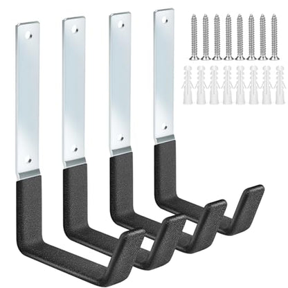 Ladder Hangers for Garage Wall Garage Hooks Heavy Duty Wall Hooks Set of 4 Tool Organizers and Storage Wall Mount Garage Storage Utility Rack Tool Holder for Garage Garden Shed Shop Bike Hose