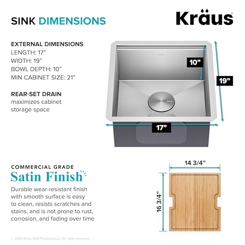 Stainless Steel 17 in 16 Gauge Undermount Bar Sink KWU111