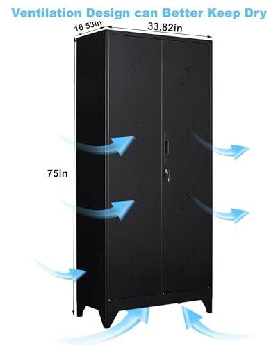 75" Metal Storage Cabinet with Lockable Doors