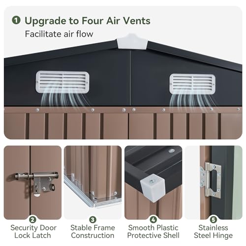 10 x 12FT Outdoor Storage Shed with Double Hinged Large Door