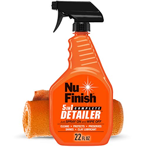 5-in-1 Complete Detailer Spray with Towel by Nu Finish, Preserves and Protects Car Detailing, Includes 1 Microfiber Towel, 22 Oz Spray (22 Fl Oz)
