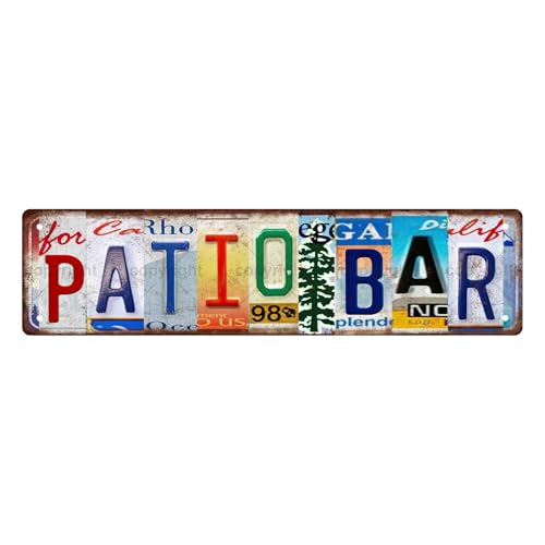 PATIO BAR SPACE Metal Tin Street Sign Bar Cafe Garage Cave Home Room Wall Bathroom Farmhouse Garden Porch Patio Decor