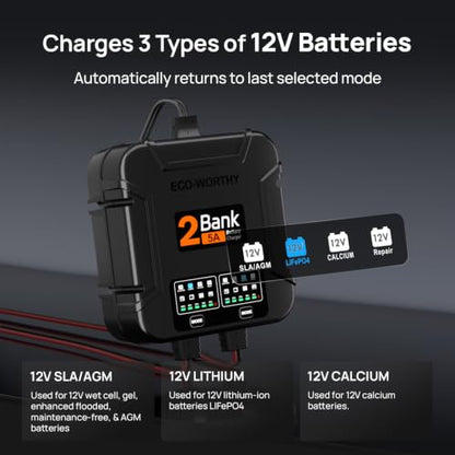 2 Bank Marine Battery Charger 5X2
