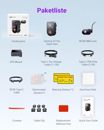 S1 Pro DMS 2.7K Dash Cam Front and Inside