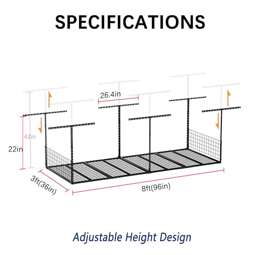 3 x 8FT Overhead Garage Storage Rack