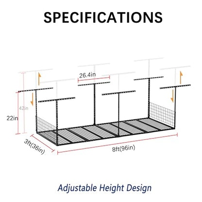 3 x 8FT Overhead Garage Storage Rack