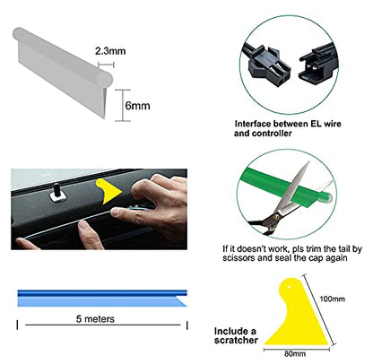 El Wire Purple Interior Car LED Strip Lights