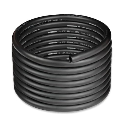 1 2" Heater Hose Coolant Radiator Straight 100PSI SAE 20R3 20FT Black