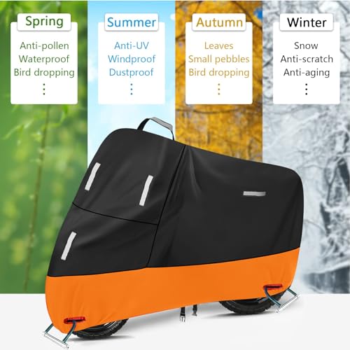 Waterproof Motorcycle Cover 300d Oxford Heavy Duty Powersports Vehicle Covers with Windproof Buckles Motorcycle Rain Cover for Dirt Bike