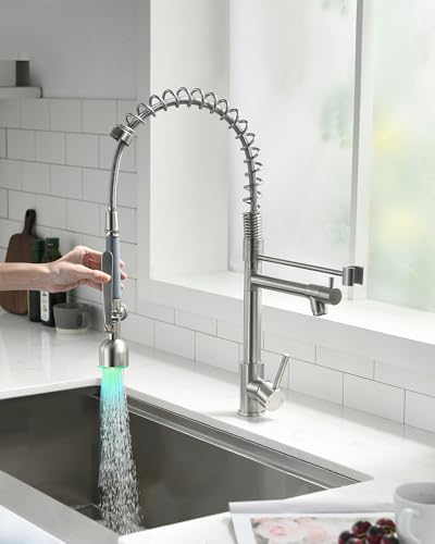 Commercial Pull Down Sprayer Brushed Nickel Kitchen Faucet