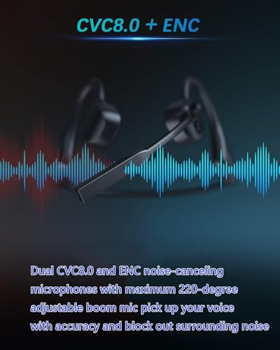 Bluetooth Headphones with Mic Open Ear Headphones Bluetooth 5.2 Headset with Dual CVC8.0 and ENC Noise